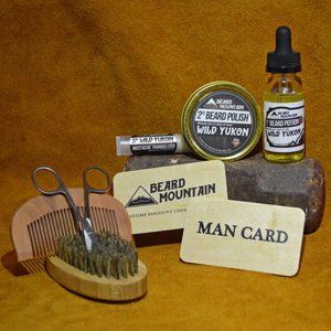 Beard Gift Kit - Oil,Polish,Wax,Comb,Brush,Scissor